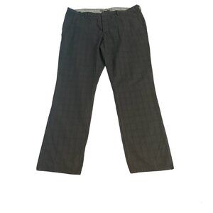 Murano Cotton Chino Pants Dark Gray Black Plaid Modern Fit Flat Front Sz 40 x 34